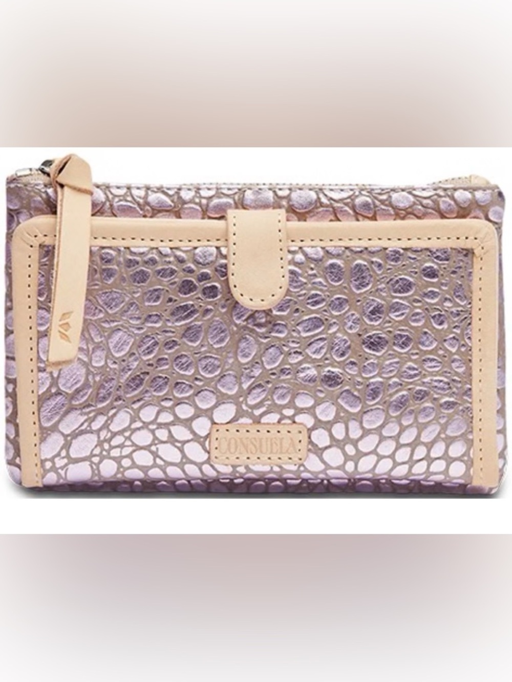 Consuela NWT LuLu Slim Wallet in metallic lilac pebbled leather